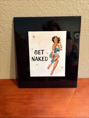 Vintage Pinup "Get Naked" Wall Art - Black Frame